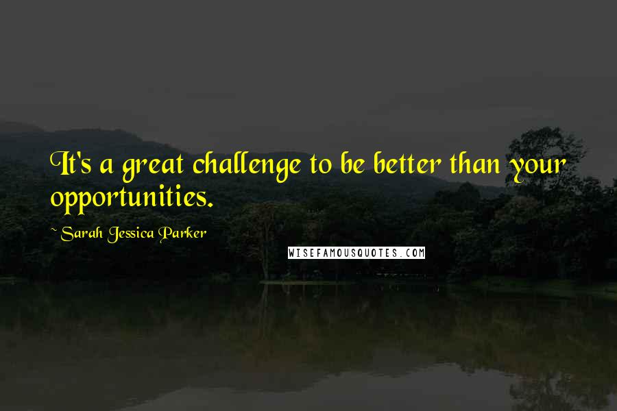 Sarah Jessica Parker Quotes: It's a great challenge to be better than your opportunities.