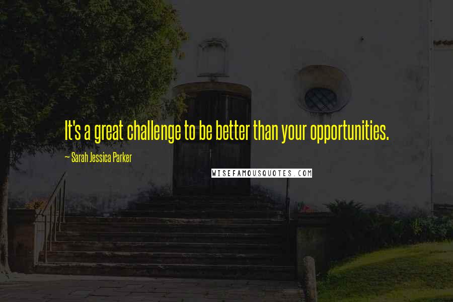Sarah Jessica Parker Quotes: It's a great challenge to be better than your opportunities.