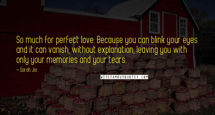 Sarah Jio Quotes: So much for perfect love. Because you can blink your eyes and it can vanish, without explanation, leaving you with only your memories and your tears.