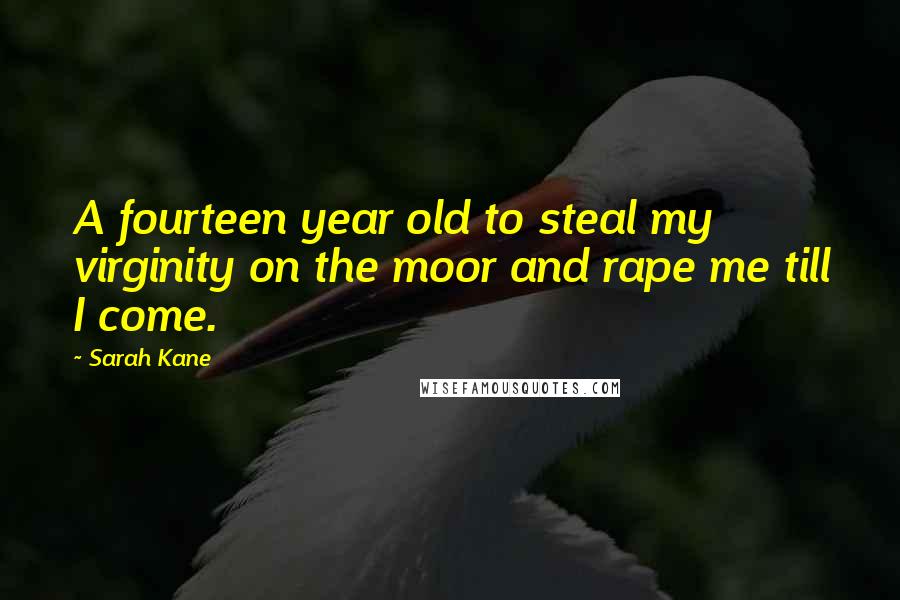 Sarah Kane Quotes: A fourteen year old to steal my virginity on the moor and rape me till I come.