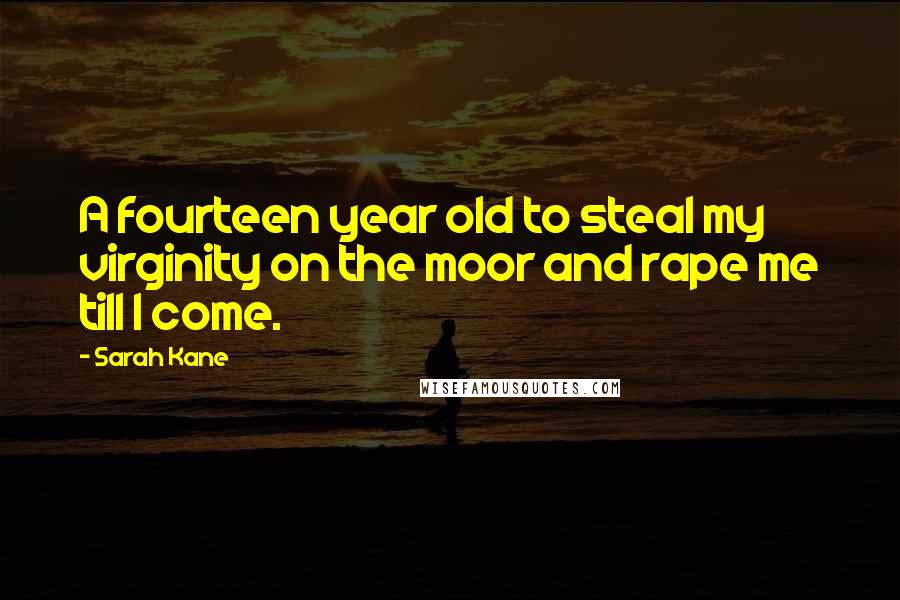 Sarah Kane Quotes: A fourteen year old to steal my virginity on the moor and rape me till I come.