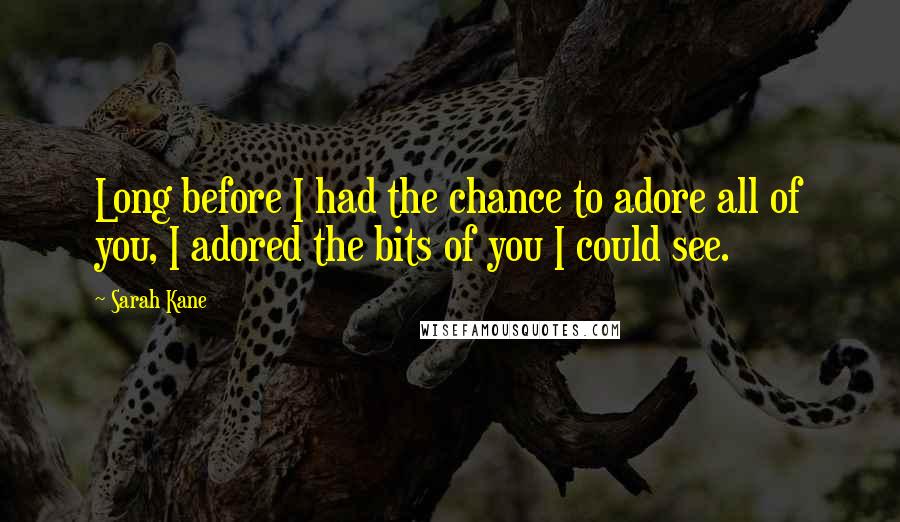 Sarah Kane Quotes: Long before I had the chance to adore all of you, I adored the bits of you I could see.