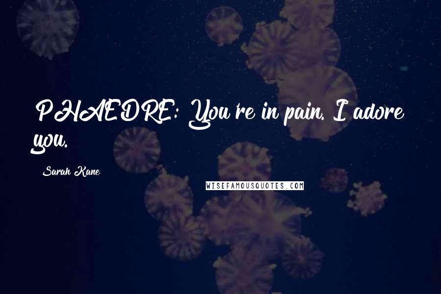 Sarah Kane Quotes: PHAEDRE: You're in pain. I adore you.
