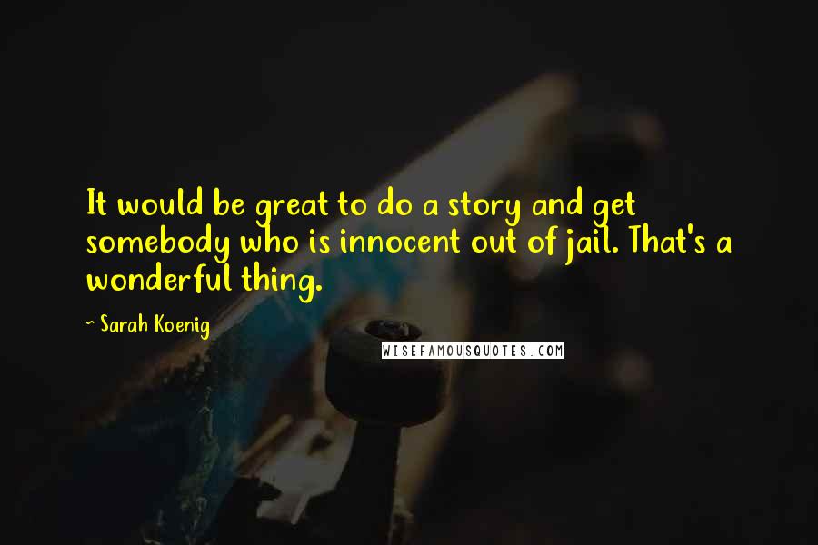 Sarah Koenig Quotes: It would be great to do a story and get somebody who is innocent out of jail. That's a wonderful thing.