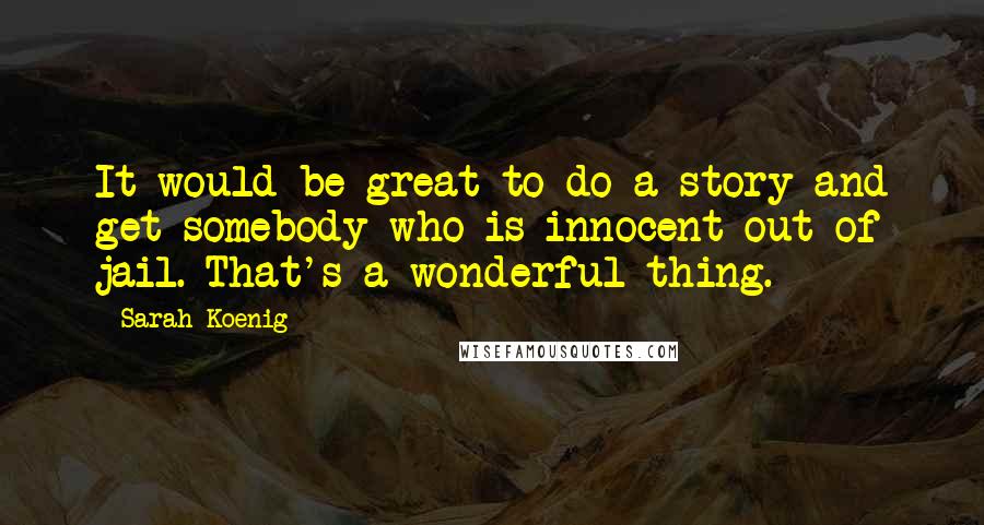 Sarah Koenig Quotes: It would be great to do a story and get somebody who is innocent out of jail. That's a wonderful thing.