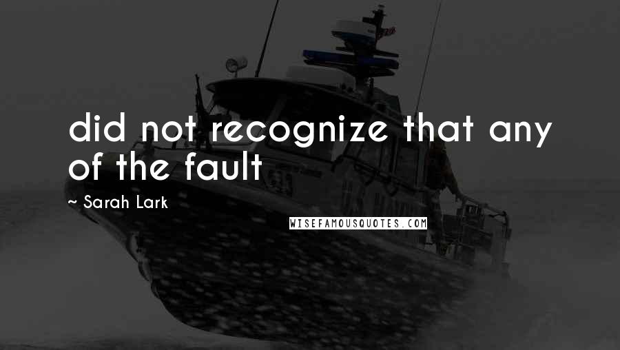 Sarah Lark Quotes: did not recognize that any of the fault