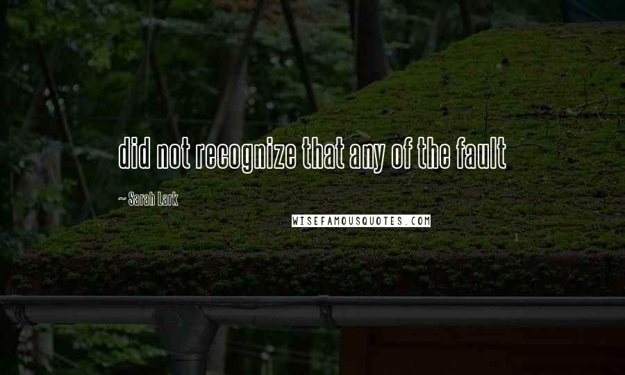 Sarah Lark Quotes: did not recognize that any of the fault