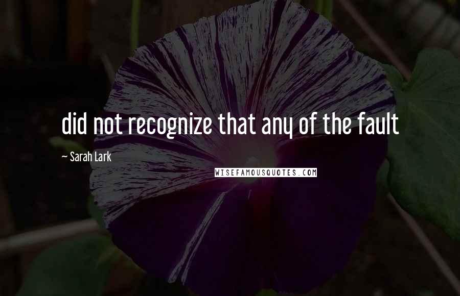 Sarah Lark Quotes: did not recognize that any of the fault