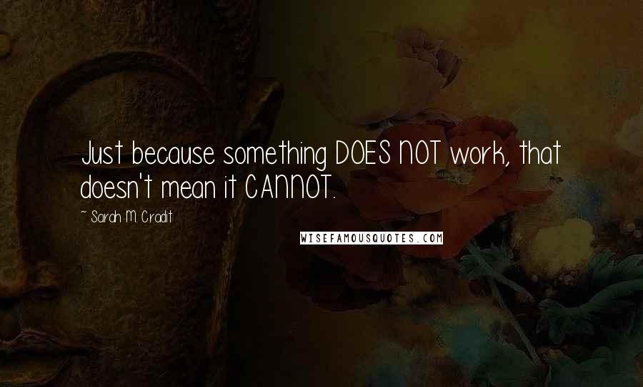 Sarah M. Cradit Quotes: Just because something DOES NOT work, that doesn't mean it CANNOT.