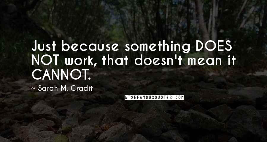 Sarah M. Cradit Quotes: Just because something DOES NOT work, that doesn't mean it CANNOT.