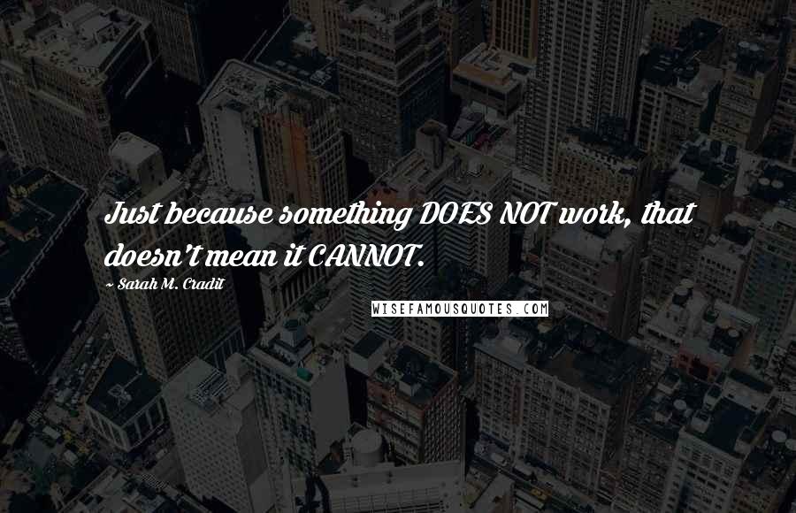 Sarah M. Cradit Quotes: Just because something DOES NOT work, that doesn't mean it CANNOT.