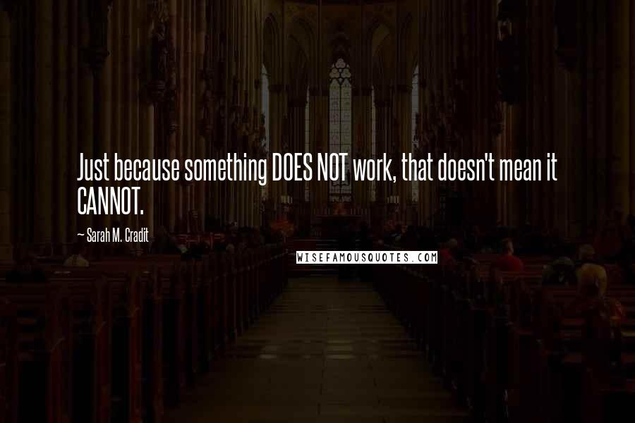 Sarah M. Cradit Quotes: Just because something DOES NOT work, that doesn't mean it CANNOT.