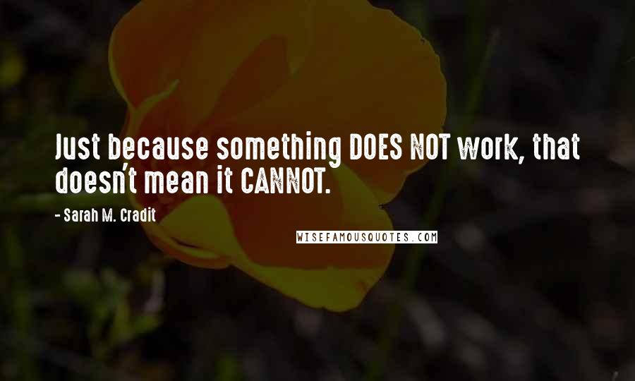 Sarah M. Cradit Quotes: Just because something DOES NOT work, that doesn't mean it CANNOT.