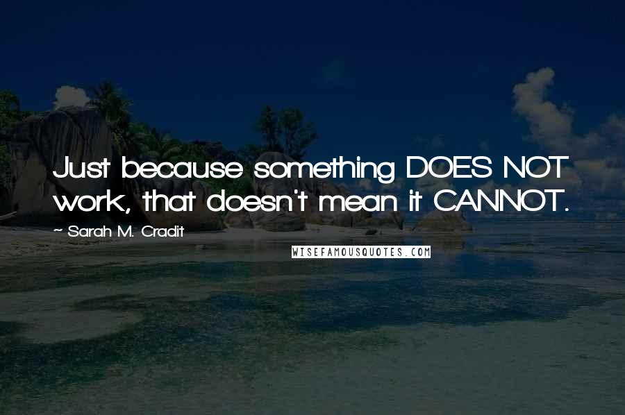 Sarah M. Cradit Quotes: Just because something DOES NOT work, that doesn't mean it CANNOT.