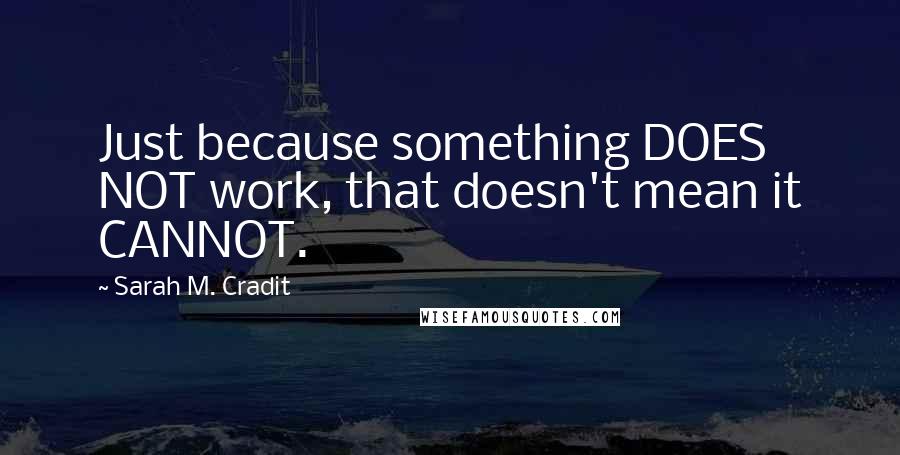 Sarah M. Cradit Quotes: Just because something DOES NOT work, that doesn't mean it CANNOT.