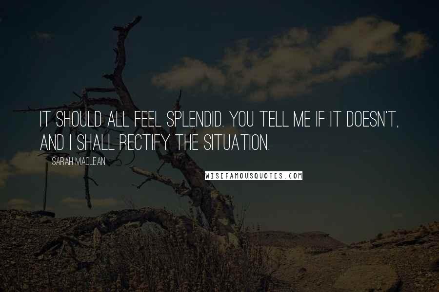 Sarah MacLean Quotes: It should all feel splendid. You tell me if it doesn't, and I shall rectify the situation.