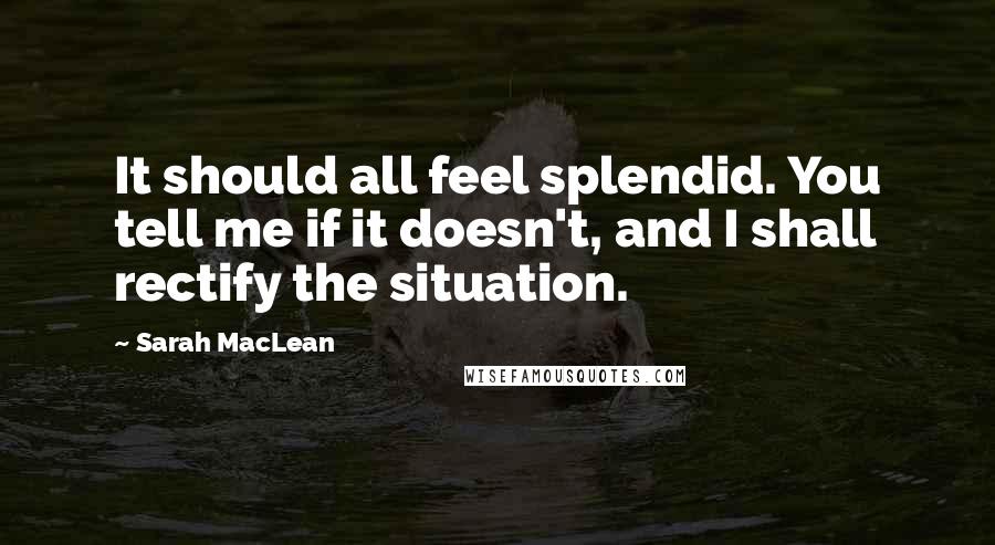 Sarah MacLean Quotes: It should all feel splendid. You tell me if it doesn't, and I shall rectify the situation.