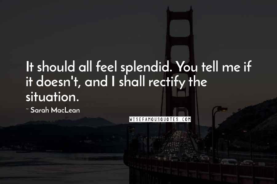 Sarah MacLean Quotes: It should all feel splendid. You tell me if it doesn't, and I shall rectify the situation.