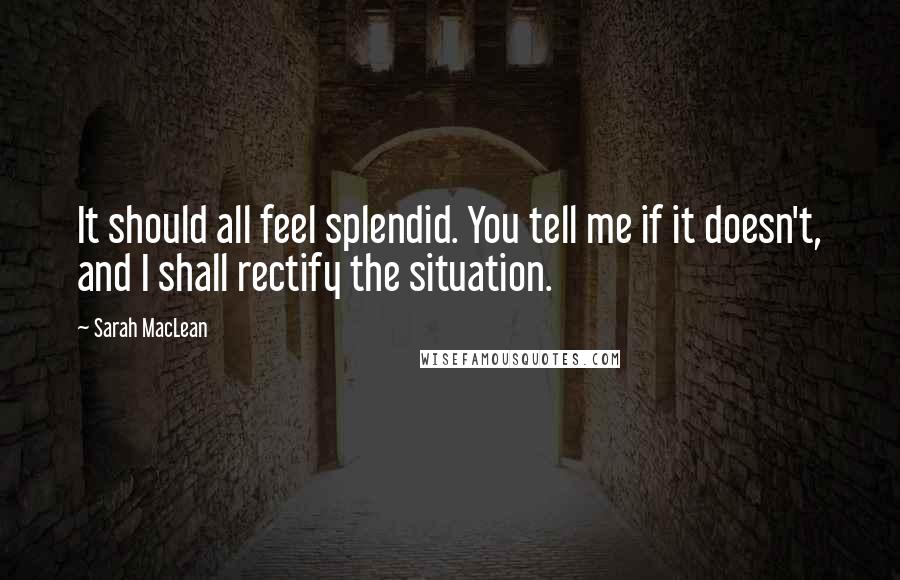 Sarah MacLean Quotes: It should all feel splendid. You tell me if it doesn't, and I shall rectify the situation.