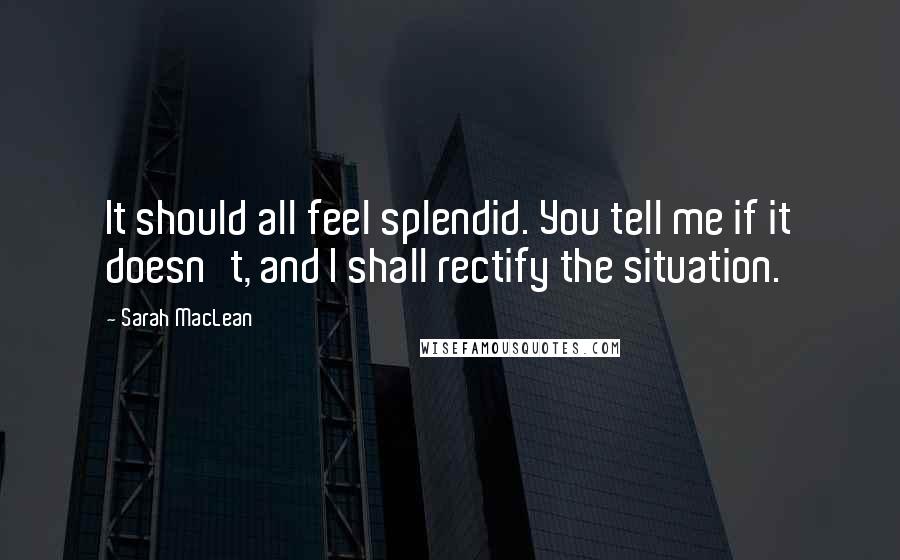 Sarah MacLean Quotes: It should all feel splendid. You tell me if it doesn't, and I shall rectify the situation.