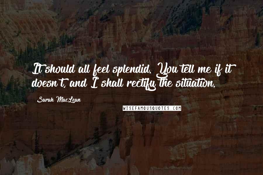 Sarah MacLean Quotes: It should all feel splendid. You tell me if it doesn't, and I shall rectify the situation.