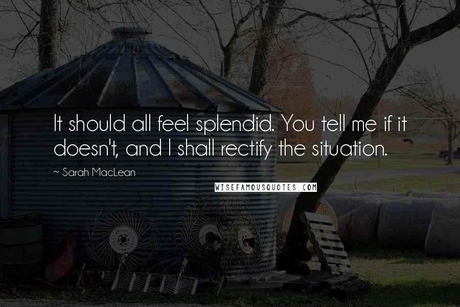 Sarah MacLean Quotes: It should all feel splendid. You tell me if it doesn't, and I shall rectify the situation.