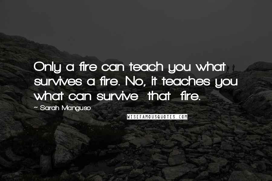 Sarah Manguso Quotes: Only a fire can teach you what survives a fire. No, it teaches you what can survive that fire.