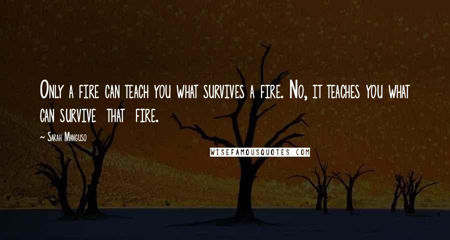 Sarah Manguso Quotes: Only a fire can teach you what survives a fire. No, it teaches you what can survive that fire.