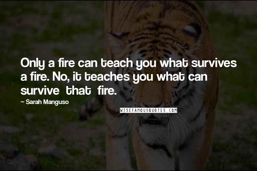 Sarah Manguso Quotes: Only a fire can teach you what survives a fire. No, it teaches you what can survive that fire.
