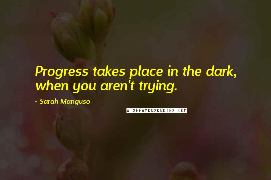 Sarah Manguso Quotes: Progress takes place in the dark, when you aren't trying.