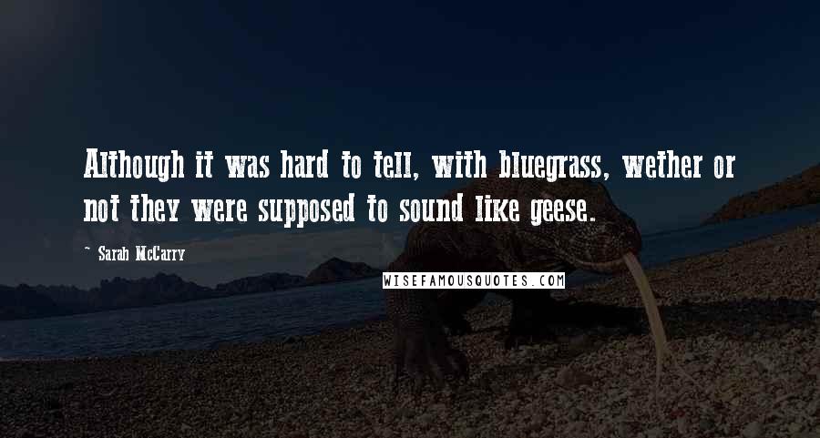 Sarah McCarry Quotes: Although it was hard to tell, with bluegrass, wether or not they were supposed to sound like geese.