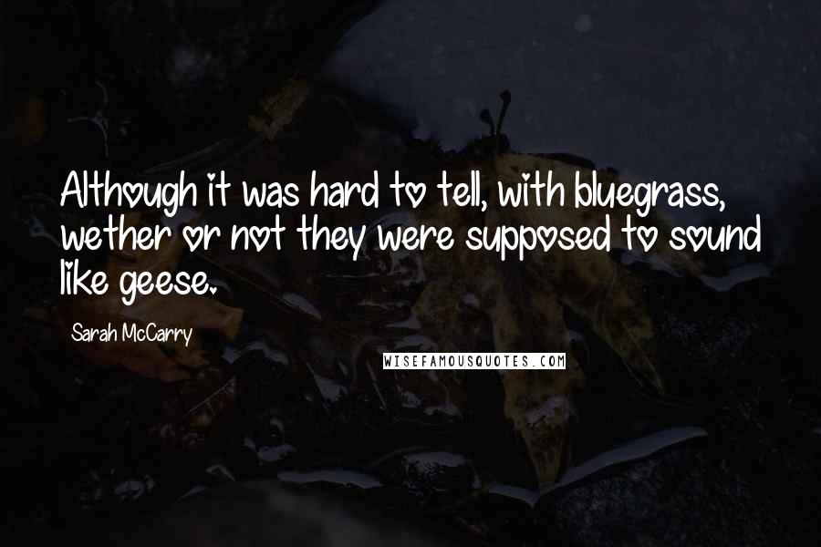 Sarah McCarry Quotes: Although it was hard to tell, with bluegrass, wether or not they were supposed to sound like geese.