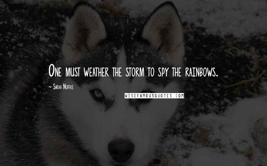 Sarah Noffke Quotes: One must weather the storm to spy the rainbows.