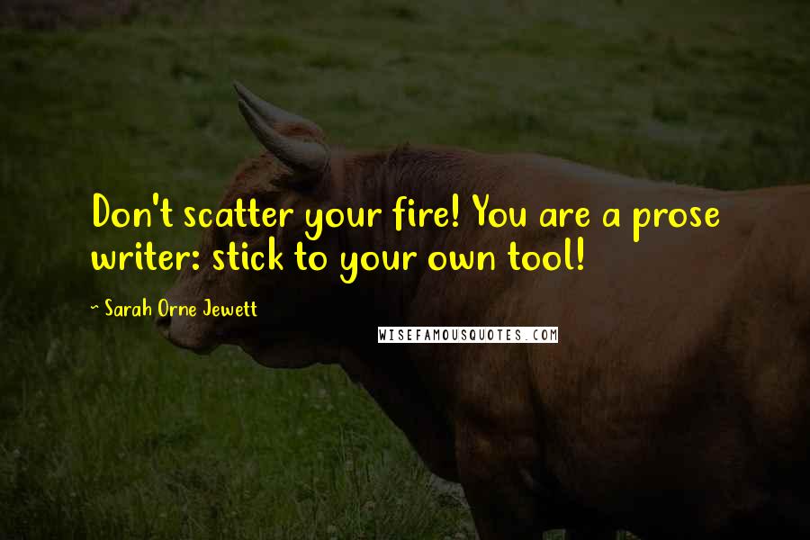 Sarah Orne Jewett Quotes: Don't scatter your fire! You are a prose writer: stick to your own tool!