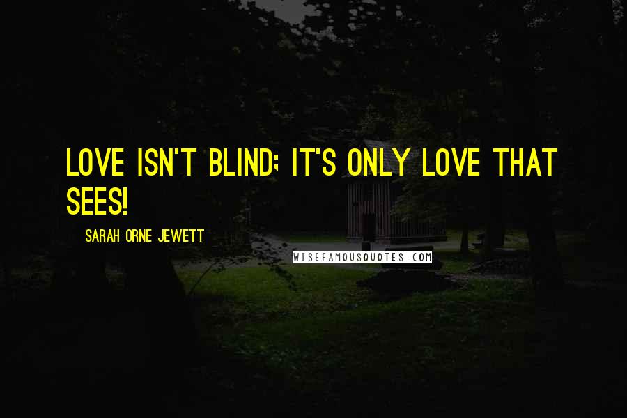 Sarah Orne Jewett Quotes: Love isn't blind; it's only love that sees!