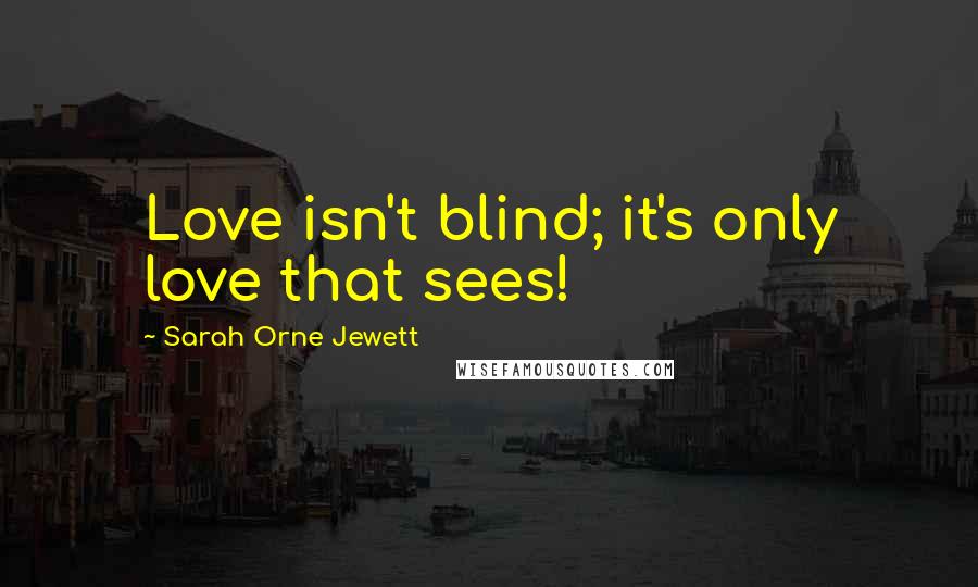 Sarah Orne Jewett Quotes: Love isn't blind; it's only love that sees!
