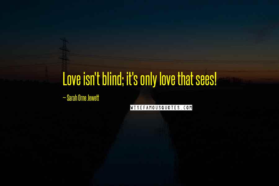 Sarah Orne Jewett Quotes: Love isn't blind; it's only love that sees!