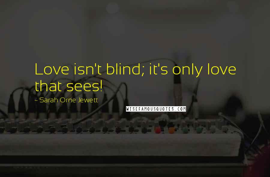 Sarah Orne Jewett Quotes: Love isn't blind; it's only love that sees!