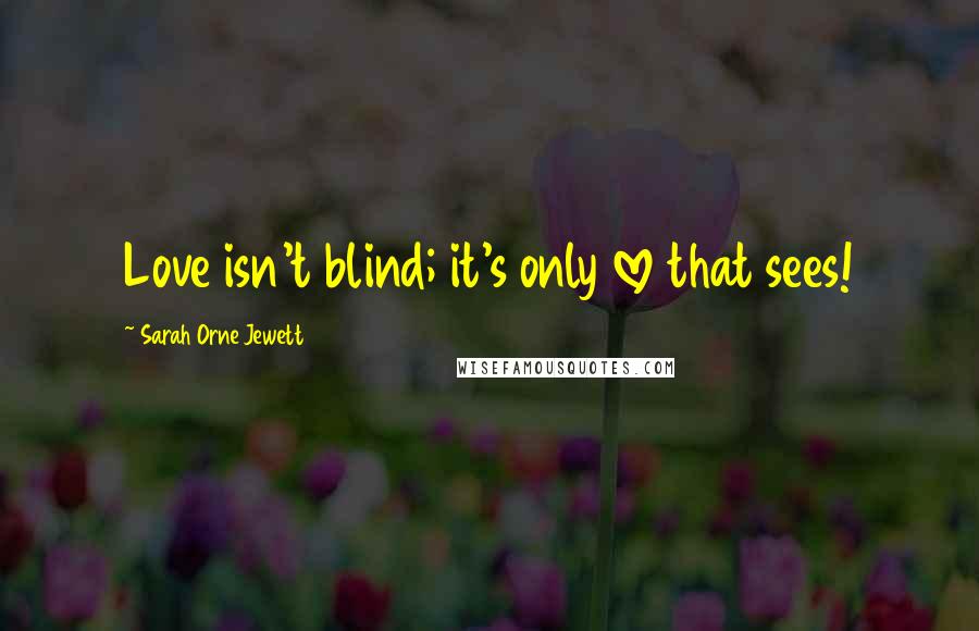 Sarah Orne Jewett Quotes: Love isn't blind; it's only love that sees!