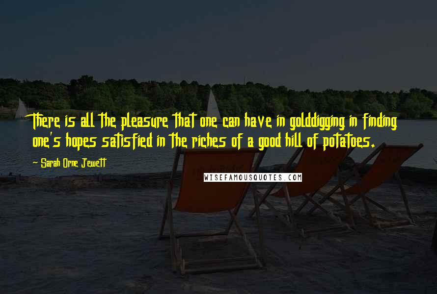 Sarah Orne Jewett Quotes: There is all the pleasure that one can have in golddigging in finding one's hopes satisfied in the riches of a good hill of potatoes.