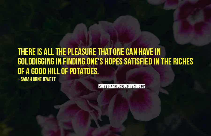 Sarah Orne Jewett Quotes: There is all the pleasure that one can have in golddigging in finding one's hopes satisfied in the riches of a good hill of potatoes.