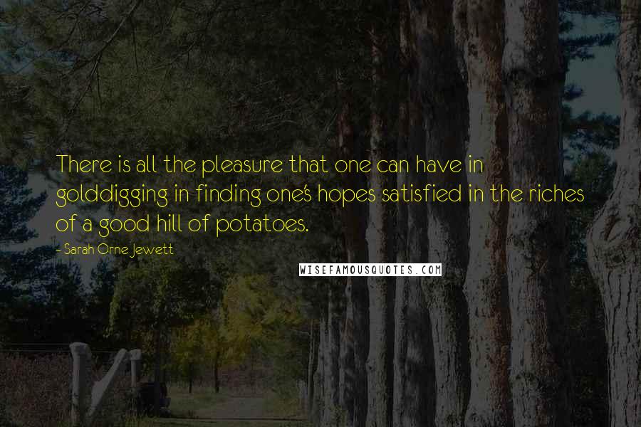 Sarah Orne Jewett Quotes: There is all the pleasure that one can have in golddigging in finding one's hopes satisfied in the riches of a good hill of potatoes.