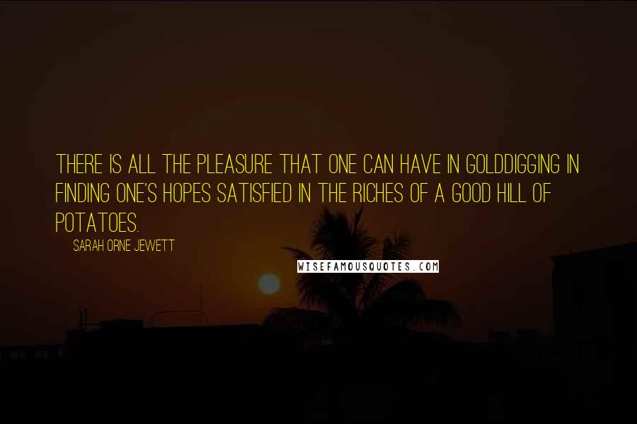 Sarah Orne Jewett Quotes: There is all the pleasure that one can have in golddigging in finding one's hopes satisfied in the riches of a good hill of potatoes.