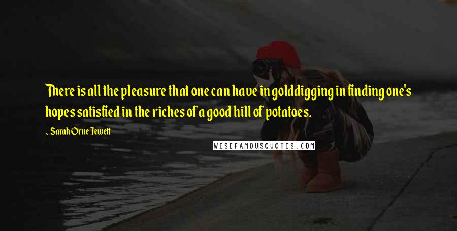 Sarah Orne Jewett Quotes: There is all the pleasure that one can have in golddigging in finding one's hopes satisfied in the riches of a good hill of potatoes.