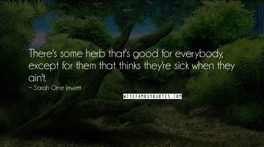 Sarah Orne Jewett Quotes: There's some herb that's good for everybody, except for them that thinks they're sick when they ain't.