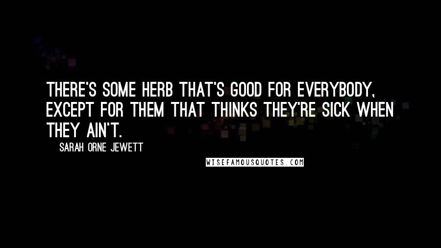 Sarah Orne Jewett Quotes: There's some herb that's good for everybody, except for them that thinks they're sick when they ain't.