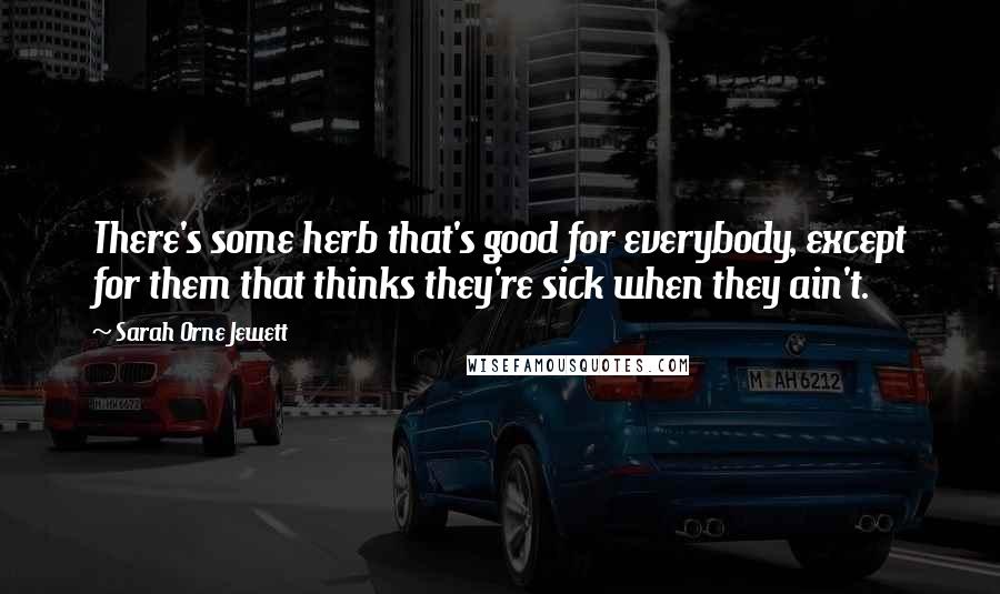 Sarah Orne Jewett Quotes: There's some herb that's good for everybody, except for them that thinks they're sick when they ain't.