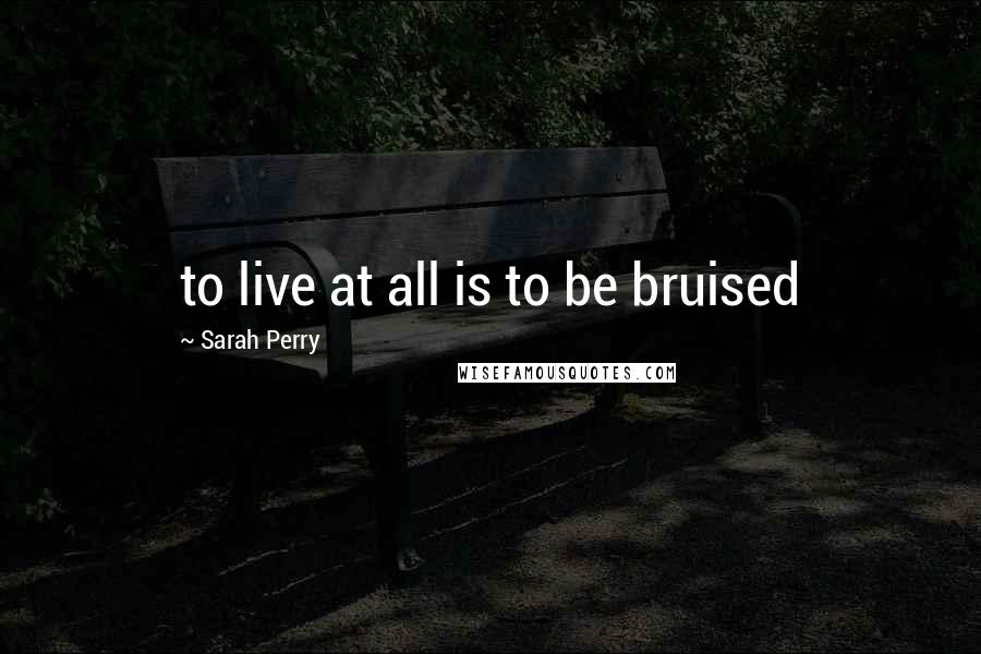 Sarah Perry Quotes: to live at all is to be bruised