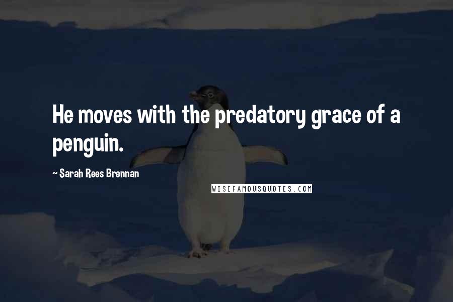 Sarah Rees Brennan Quotes: He moves with the predatory grace of a penguin.
