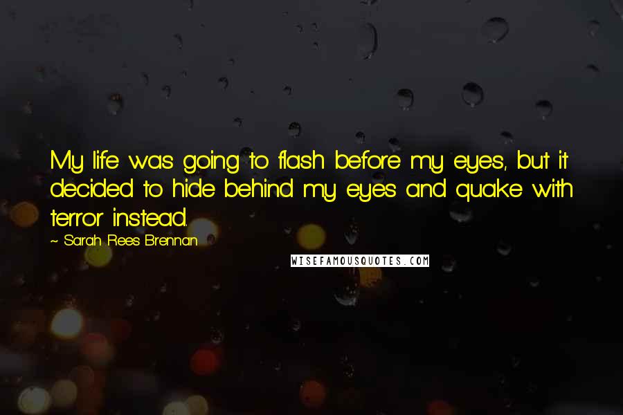 Sarah Rees Brennan Quotes: My life was going to flash before my eyes, but it decided to hide behind my eyes and quake with terror instead.